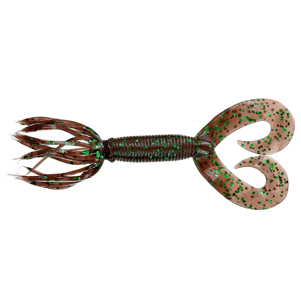 Vinilo Yamamoto Double Tail Hula Grub 5” – 127 mm Cinnamon Large Green