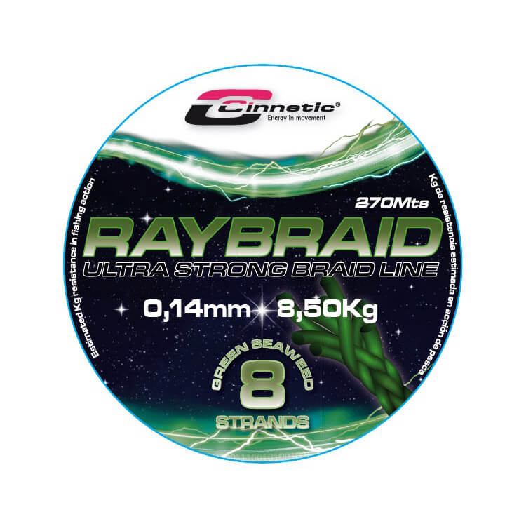 Hilo trenzado Cinnetic Raybraid verde 0,14 mm / 200 m